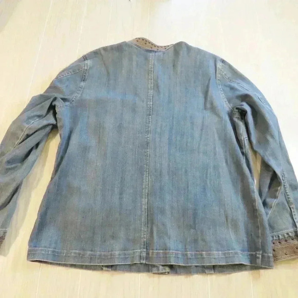 Kate Hill Denim Jean Jacket Poets Collar Size 16 - Picture 2 of 8